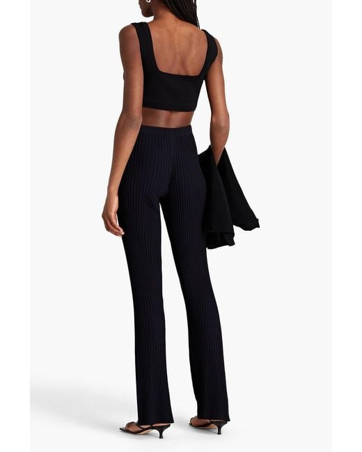 Dion Lee Blue Ribbed-Knit Flared Pants