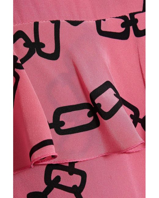 RED Valentino Red Ruffled Printed Silk Crepe De Chine Midi Dress