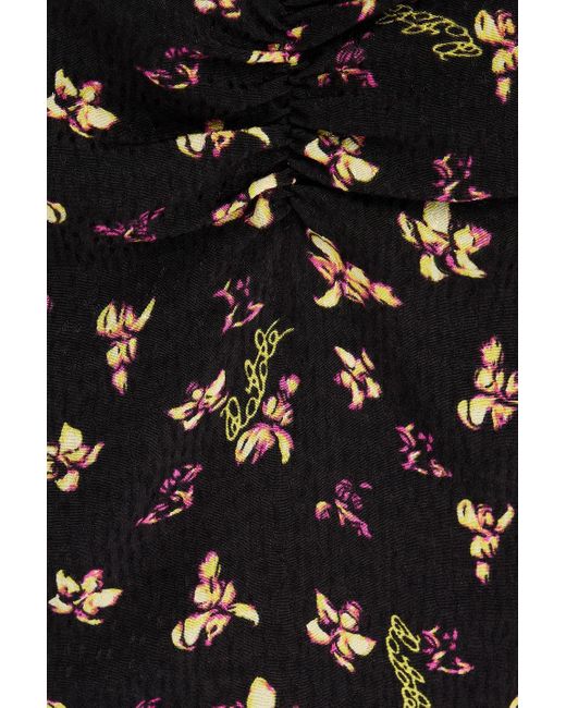 ROTATE BIRGER CHRISTENSEN Black Tiered Floral-print Jacquard Mini Dress