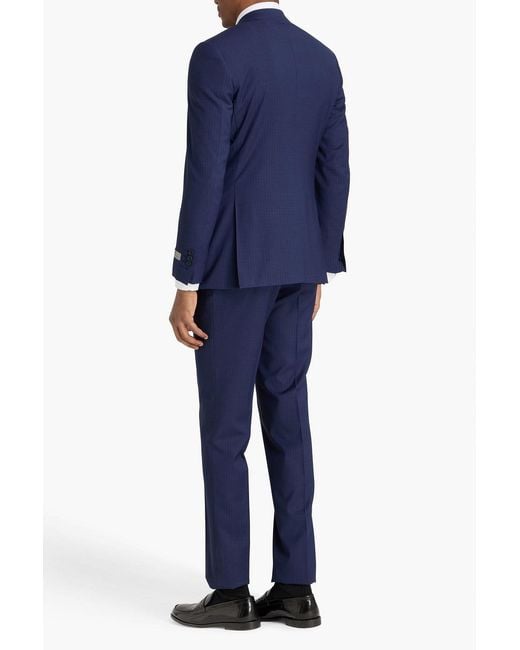 Canali Blue Checked Wool Suit for men