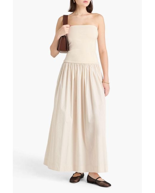Esse Studios Women's White Strapless Stretch-Knit And Cotton-Poplin Maxi  Dress