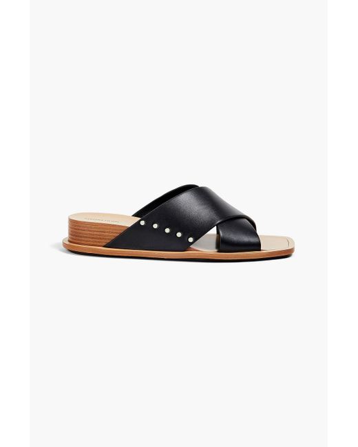 Fabiana Filippi Black Studded Leather Mules