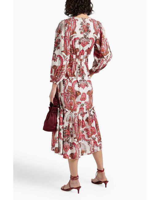 Cara Cara Red Alice Cutout Printed Cotton Midi Dress