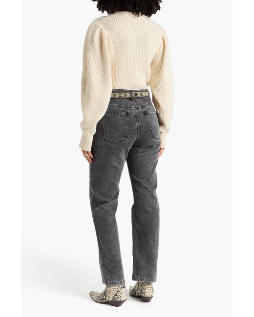 Isabel Marant Gray Nadege Acid-Wash High-Rise Straight-Leg Jeans