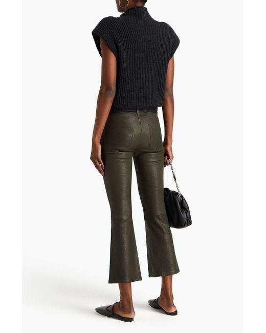 FRAME Green Le Crop Mini Boot Cropped Leather Kick-flare Pants