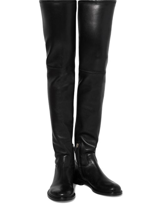 Valentino Garavani Valentino Garavani Rockstud Stretch-leather  Over-the-knee Boots in Black | Lyst