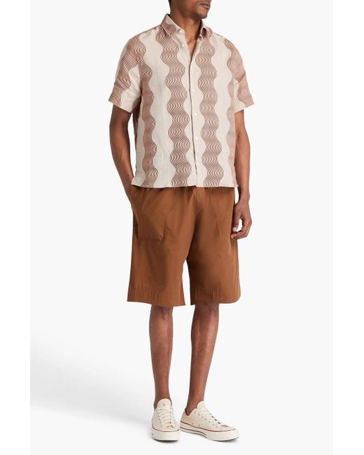 Frescobol Carioca White Castro Printed Linen Shirt for men
