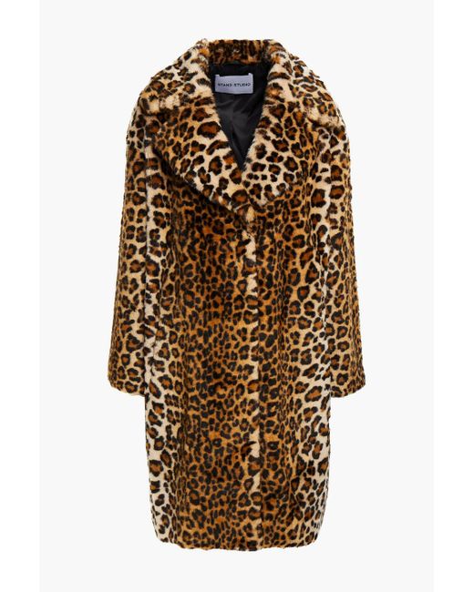 Stand Studio Multicolor Camille Cocoon Leopard-print Faux Fur Coat