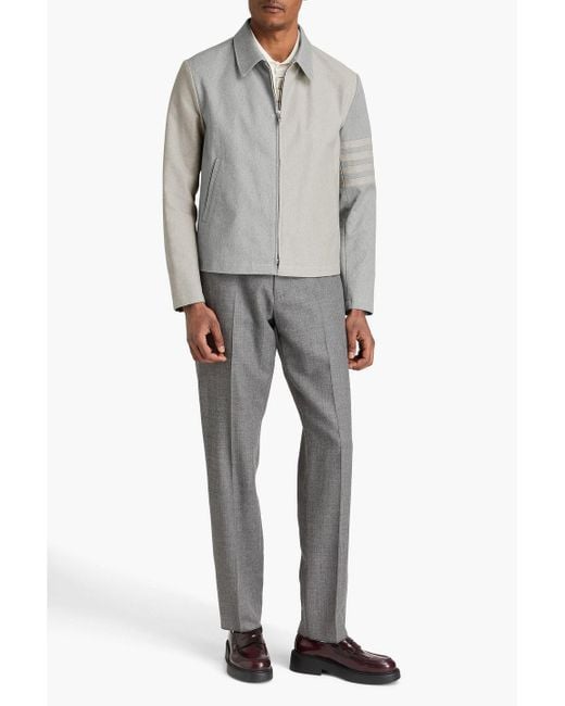 Thom Browne Gray Striped Two-Tone Denim Jacket for men