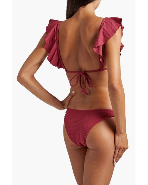 Eberjey Red Stretch-piqué Low-rise Bikini Briefs