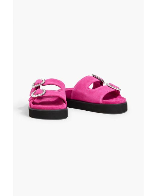 Maje Pink Buckled Suede Sandals