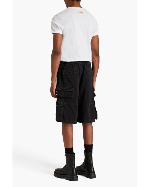 Dolce & Gabbana Black Appliquéd Cotton-gabardine Cargo Shorts for men