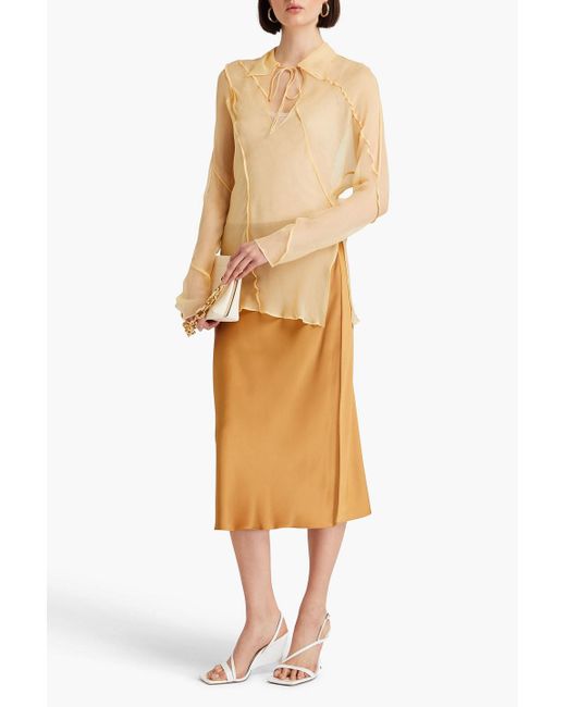 Victoria Beckham Yellow Bluse aus chiffon und stretch-spitze