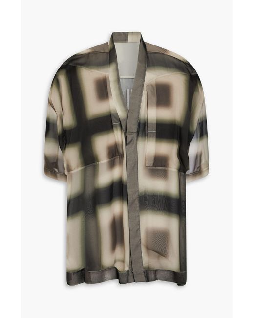 Rick Owens Gray Oversized Printed Silk-voile Shirt for men