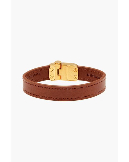 Dunhill Armband aus leder mit goldfarbenem detail in Brown für Herren