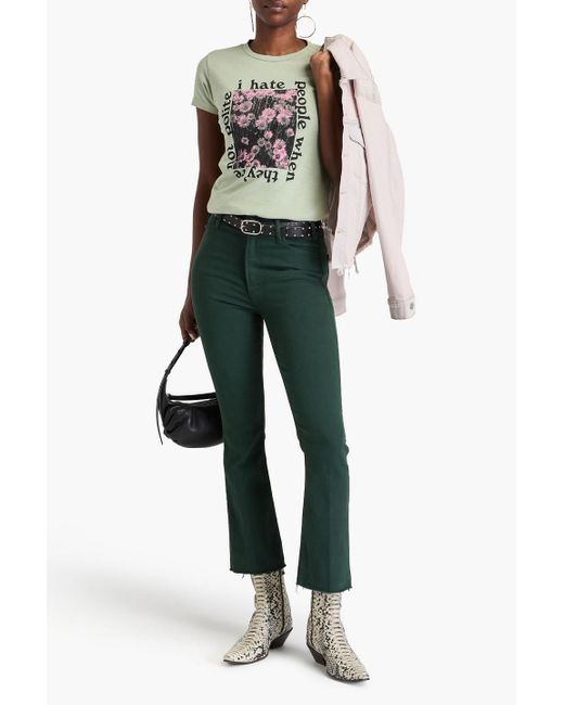 Mother Green The Hustler High-Rise Kick-Flare Jeans
