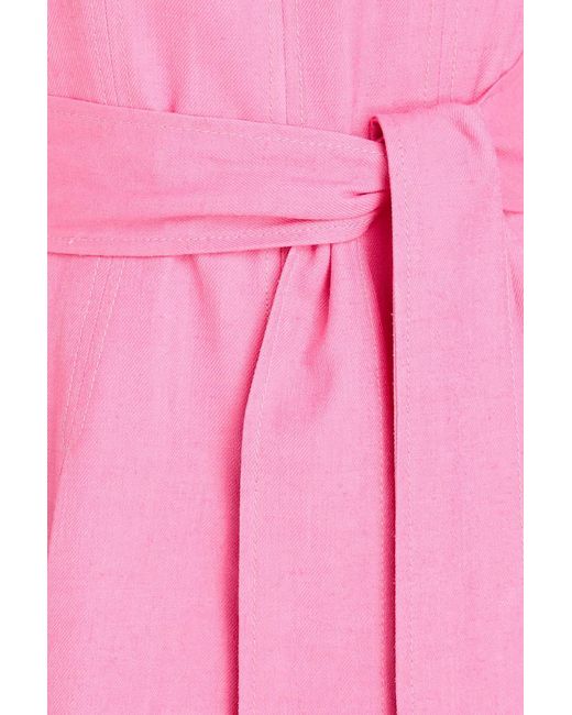 Carolina Herrera Pink Embellished Twill Midi Shirt Dress