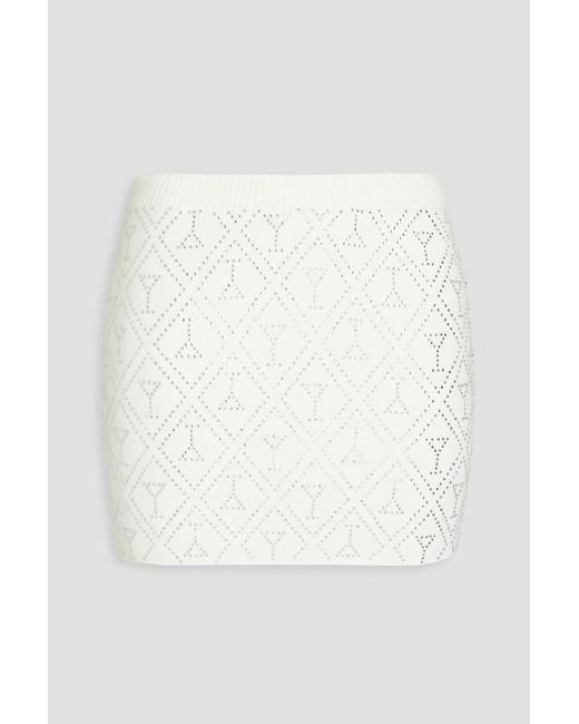 retroféte White Crystal-embellished Cotton And Cashmere-blend Mini Skirt