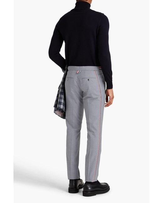 Thom Browne Gray Slim-fit Striped Wool-blend Pants for men