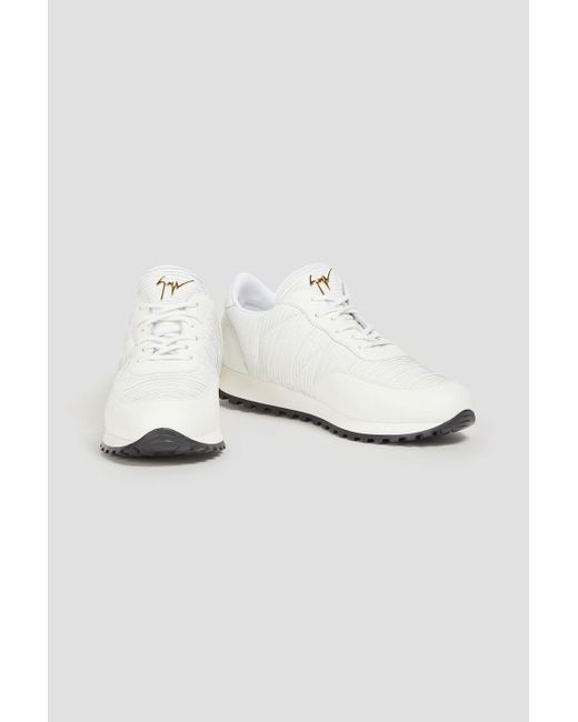 Giuseppe Zanotti White Jima Cracked-leather Sneakers
