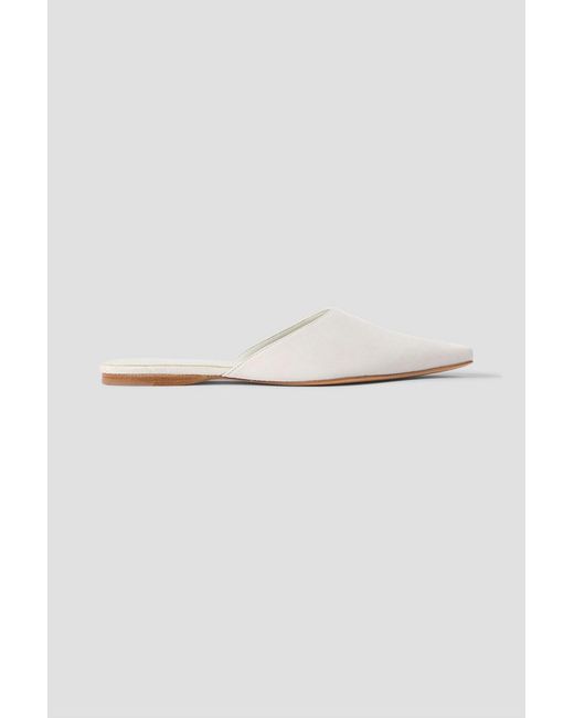 TOVE White Pheby Point-Toe Suede Mules