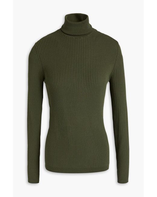 Fusalp Green Ancelle Ribbed-knit Turtleneck Sweater