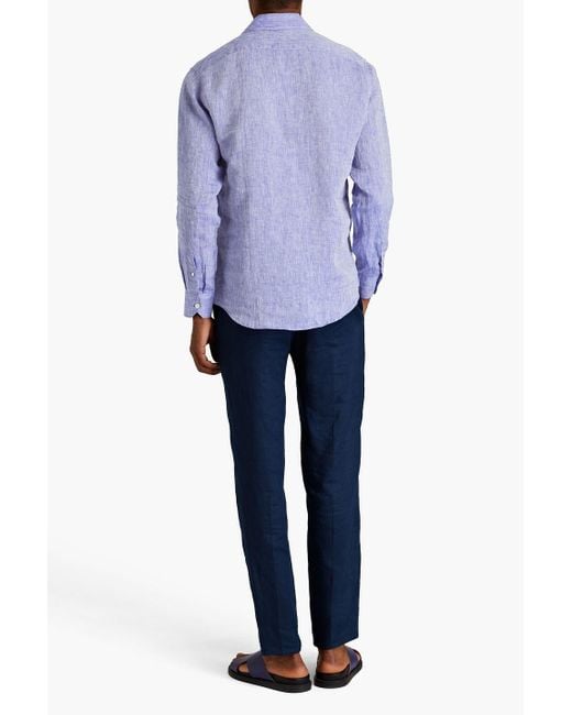 Frescobol Carioca Purple Antonio Linen Shirt for men