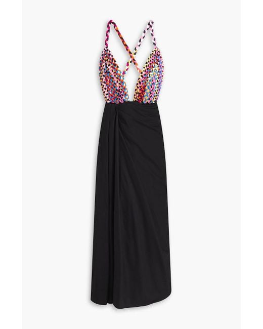 Mara Hoffman Black Wrap-effect Braided Cotton-poplin Twill Midi Dress