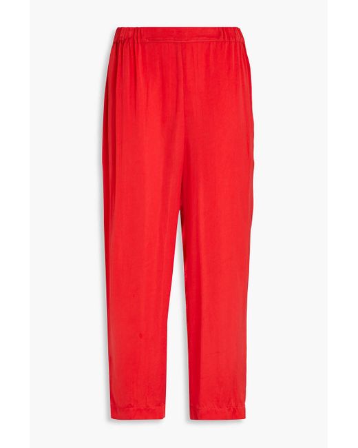 Gentry Portofino Red Cropped Cupro Tape Pants