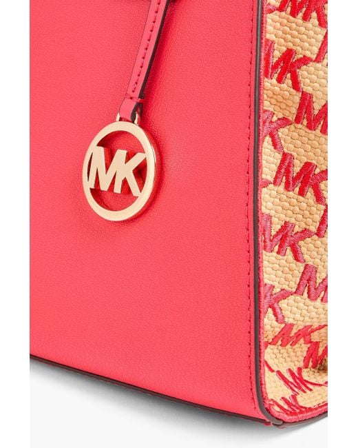 MICHAEL Michael Kors Pink Avril Pebbled-leather And Faux Raffia Tote