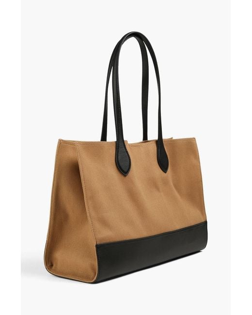 Bally Black Bar Printed Leather And Canvas Tote