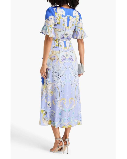 Temperley London Blue Carline Printed Midi Wrap Dress