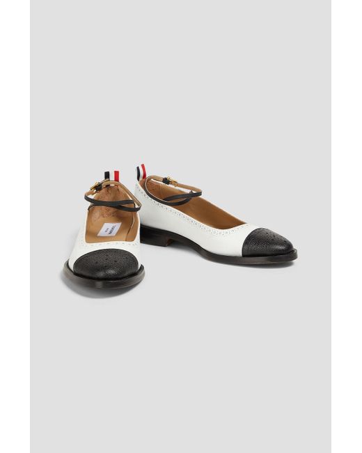 Thom Browne Metallic Two-tone Pebbled-leather Ballet Flats