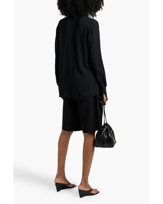 Another Tomorrow Black Drapierte bluse aus stretch-crêpe