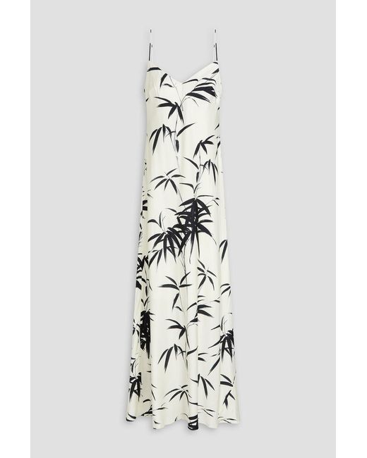 Galvan White Printed Satin Maxi Slip Dress