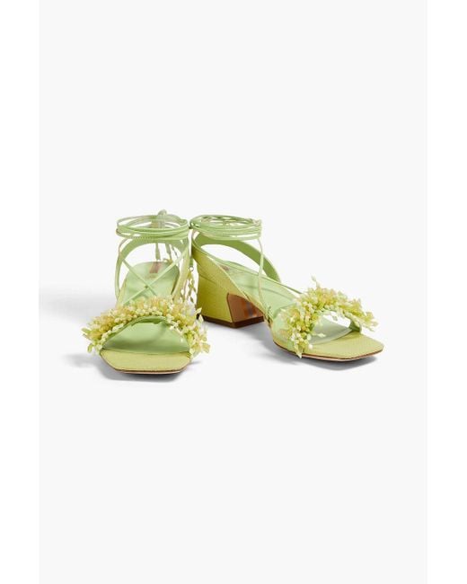 Sam Edelman Green Bea-embellished Faux Leather Sandals