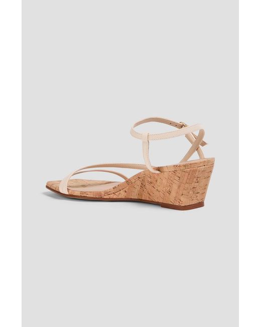Stuart Weitzman White Oasis 50 Leather Wedge Sandals