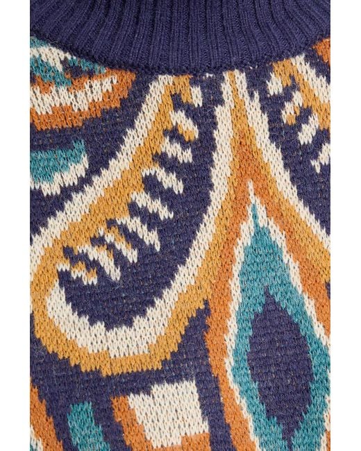 Farm Rio Blue Jacquard-Knit Mini Dress