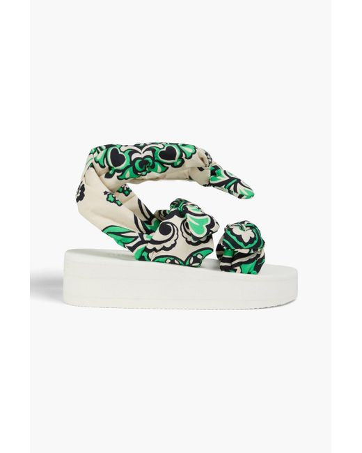 Red(v) Green Printed Padded Cotton Platform Sandals