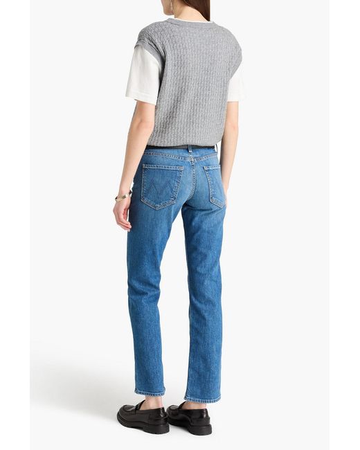Mother Blue The Smarty Pants High-rise Straight-leg Jeans