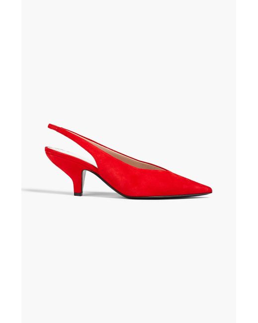 Maison Margiela Suede Slingback Pumps in Red | Lyst Canada