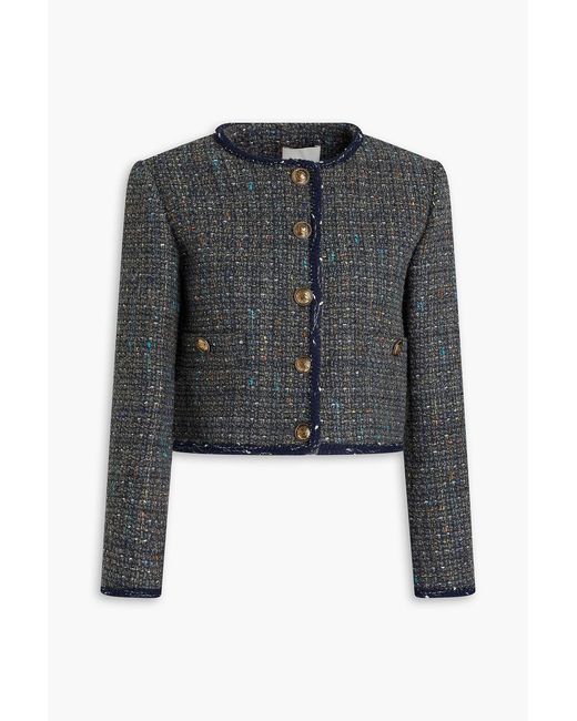 Sandro Black Sequin-embellished Bouclé-tweed Jacket