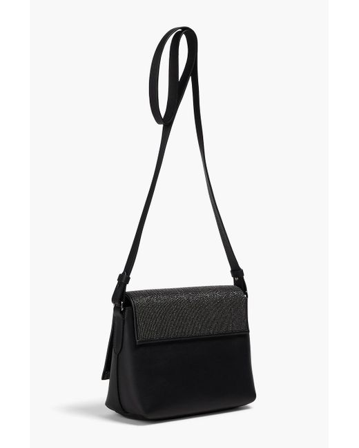 Brunello Cucinelli Black Bead-embellished Leather Shoulder Bag