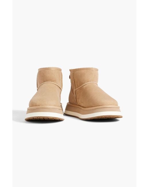 Australia Luxe Natural Heritage X Short Shearling-lined Suede Platform Ankle Boots