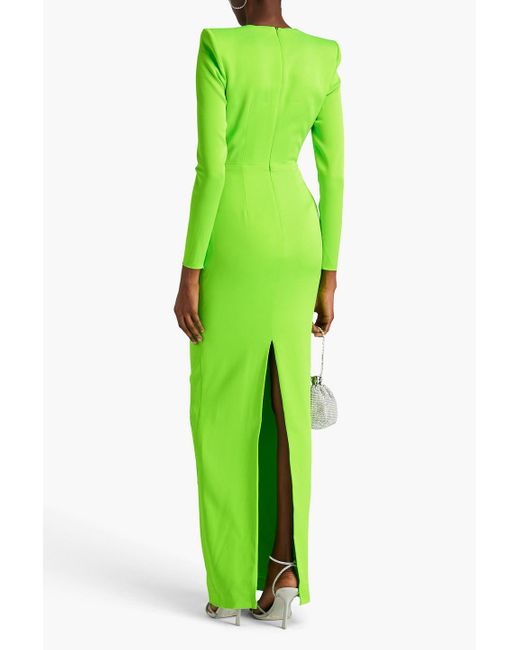 Alex Perry Green Draped Neon Satin-crepe Gown