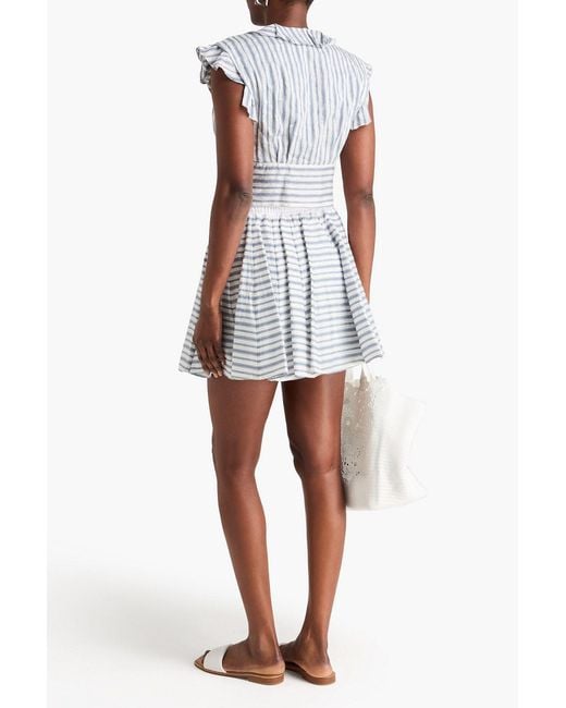Sandro Blue Striped Linen-blend Mini Skirt