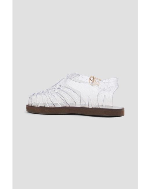 Ancient Greek Sandals White Homeria Glittered Pvc Fisherman Sandals
