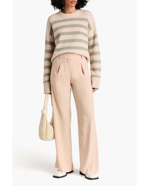 10 Crosby Derek Lam Natural Pleated Satin-crepe Wide-leg Pants