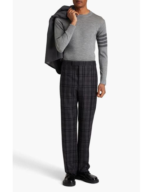 Thom Browne Blue Fit Checked Wool And Cashmere-Blend Flannel Pants for men