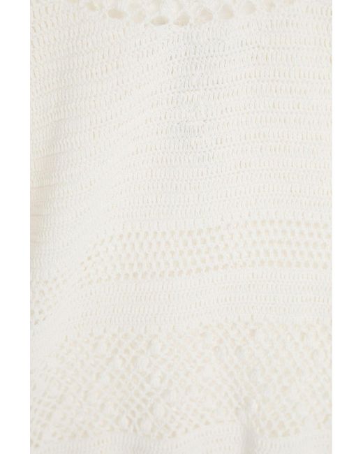 Zimmermann White Crochet-knit Cotton Top